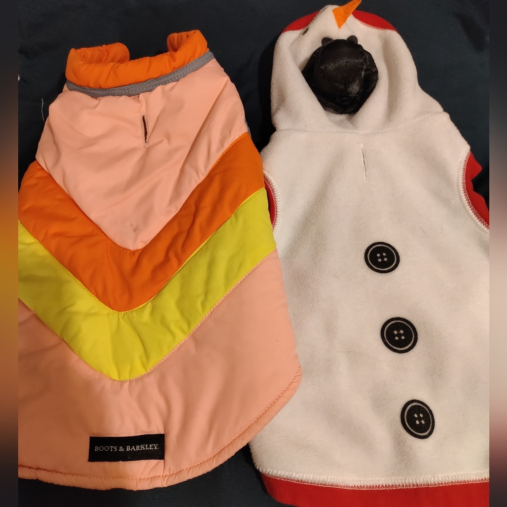 Dog vest and snowman outfit, size small